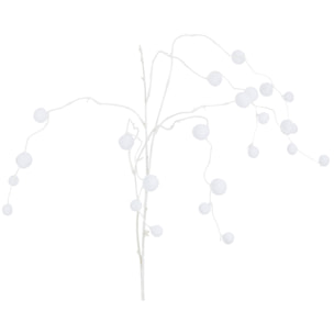 J-Line décoration Branche Pendante + Pompons - plastique - blanc - 12 pcs
