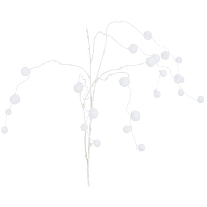 J-Line décoration Branche Pendante + Pompons - plastique - blanc - 12 pcs