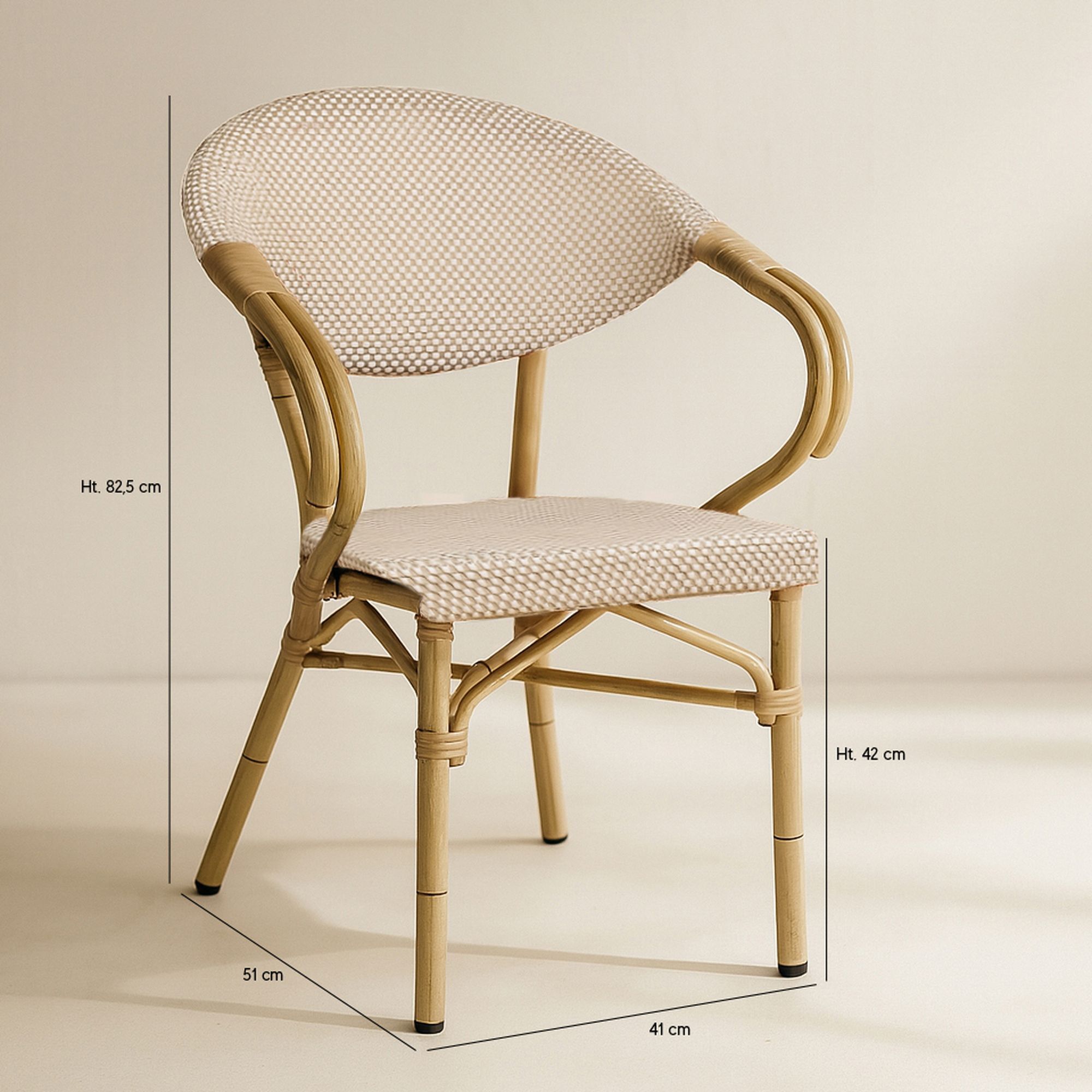 Lot de 2 fauteuils de table extérieur en textilène beige AMALFI