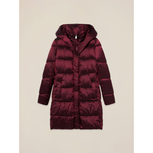 Oltre - Plumífero largo de nylon con capucha - Burgundy