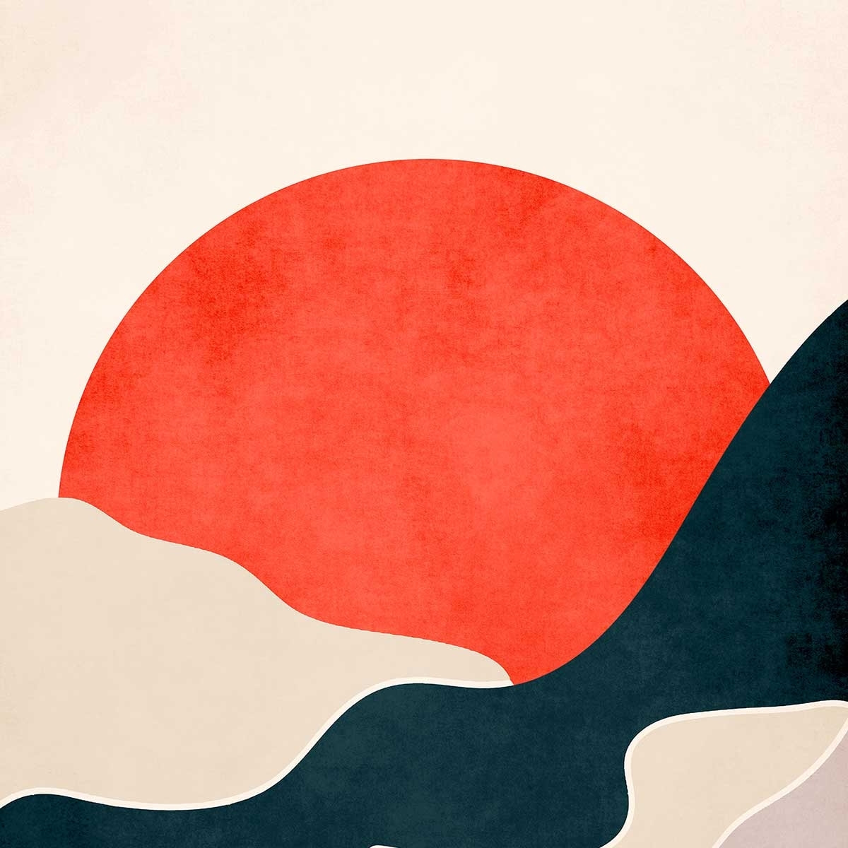 Affiche ""drowning sun"" Affiche + cadre en bois - Chêne