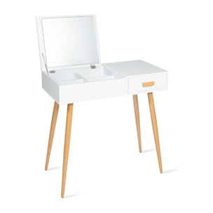 Coiffeuse-bureau 2 en 1 Serena avec miroir rabattable