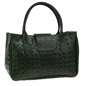 Borse Donna colore Verde-in pelle Made in Italy 17x26x12 cmcm