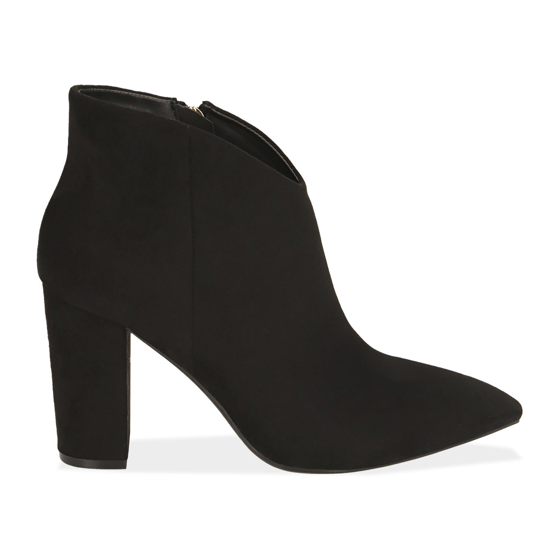 Ankle boots neri in microfibra, tacco 9 cm