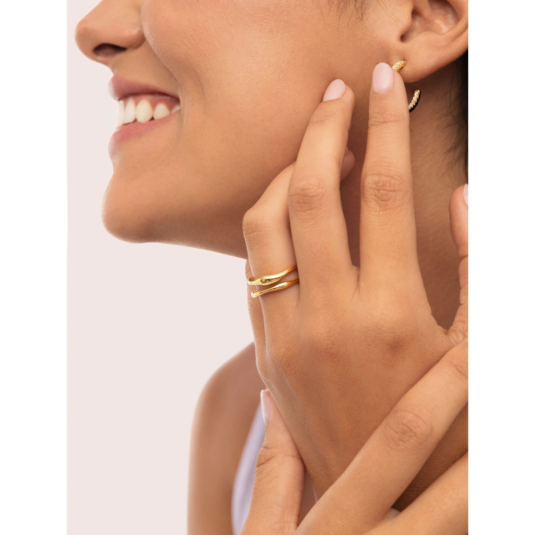 Anello Doppia Aria Acciao Placcato Oro