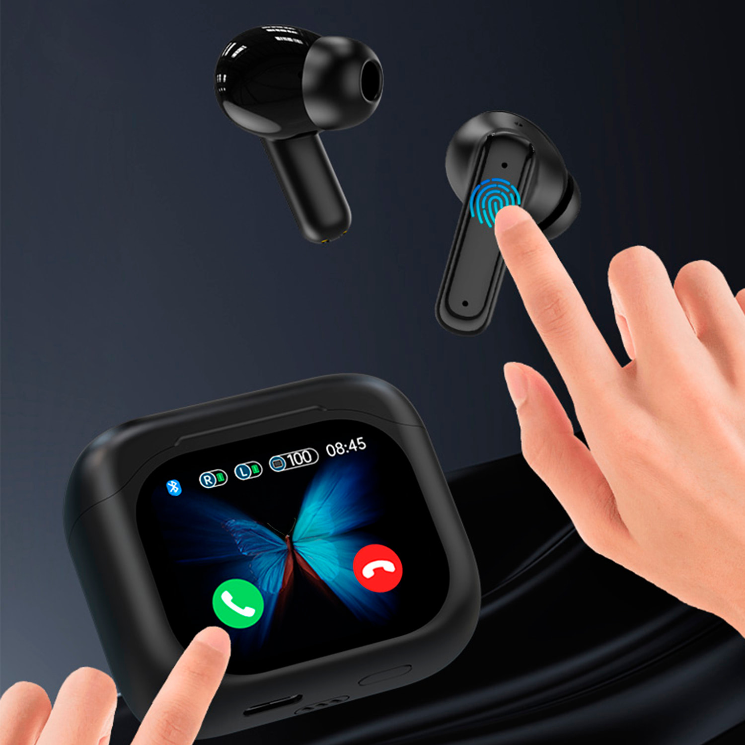 BY16 Cuffie bluetooth 5.3 schermo full color digitale Suono ad alta definizione con biomembrana.