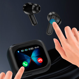 BY16 Cuffie bluetooth 5.3 schermo full color digitale Suono ad alta definizione con biomembrana.