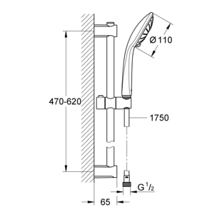 GROHE Vitalio Joy 110 Massage Ensemble de douche 3 jets avec barre Chromé 27333000