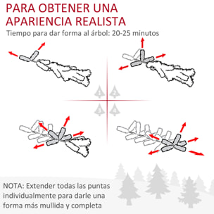 HOMCOM Árbol de Navidad Artificial 180 cm Ignífugo con 1443 Ramas Hojas de PVC Base Plegable y Soporte Metálico Decoración Navideña para Interiores Verde