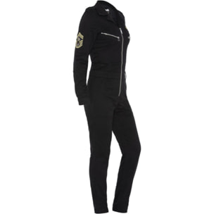 TRJUMP21W LIGHT PILOT JUMPSUIT WITH MILITARY BADGES IN TENCEL 63% COTTON 18% TENCEL 15% POLYESTER 4% ELASTANE Nero