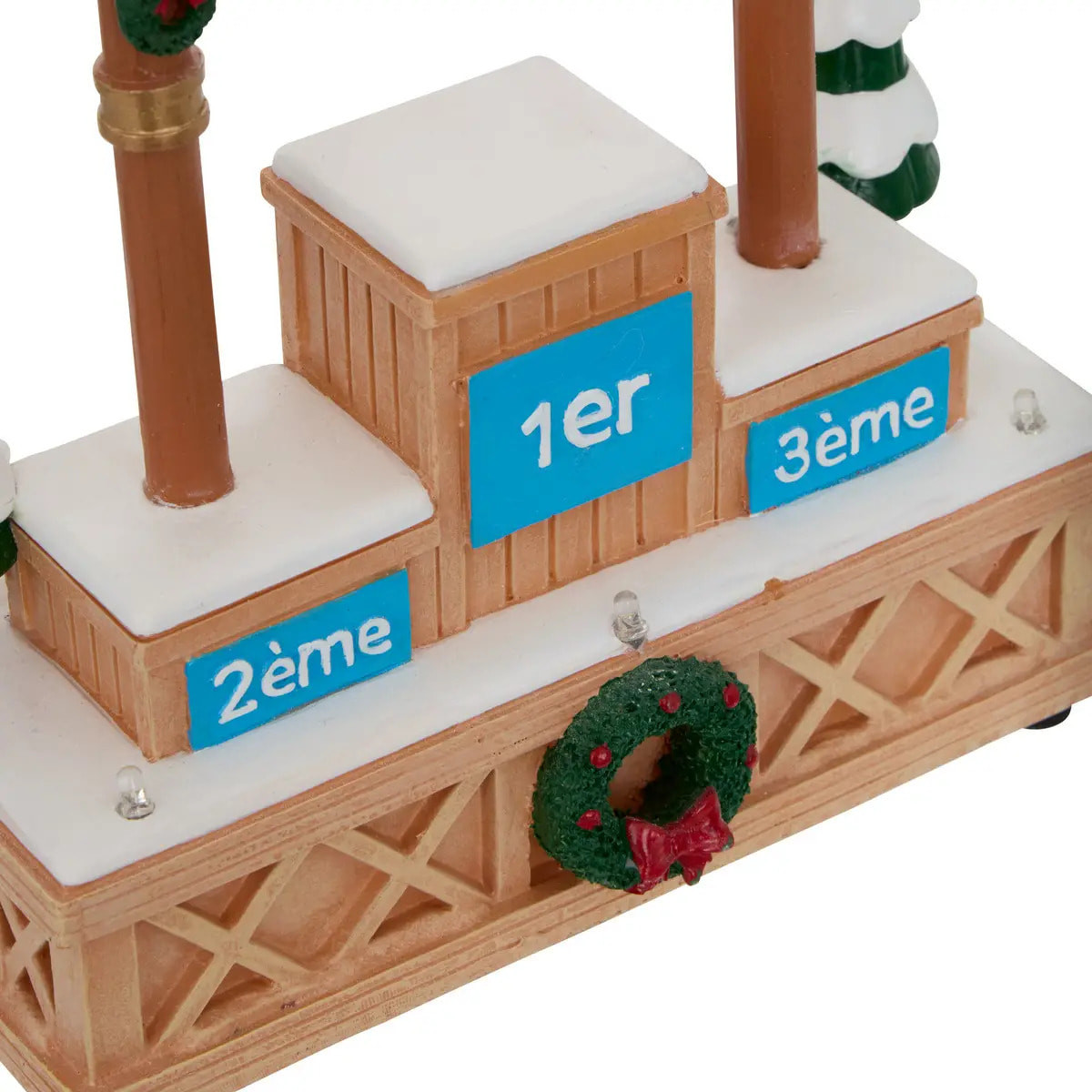 Podium de ski lumineux de village de Noël 8 LED à piles