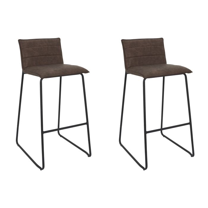 Chaise De Bar Warren Marron - Lot De 2