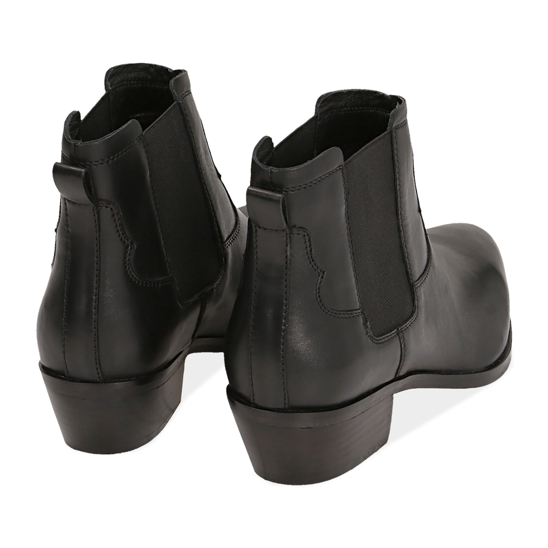 Botas Chelsea de piel de becerro negra, tacón 3,5 cm