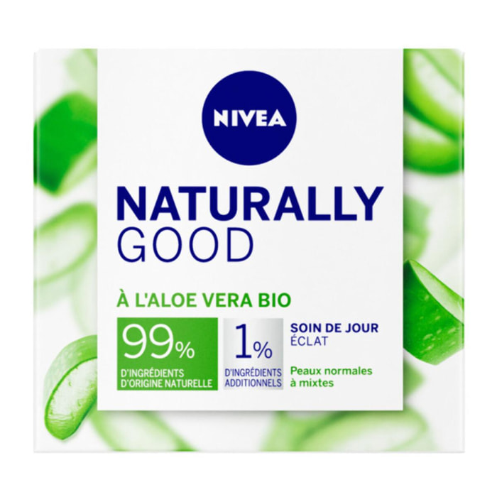 Pack de 2 - Crème visage hydratante NIVEA Aloe vera BIO Peaux normales Naturally Good 50ml