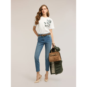 Motivi - Camiseta de jersey con aplicaciones florales - Blanco