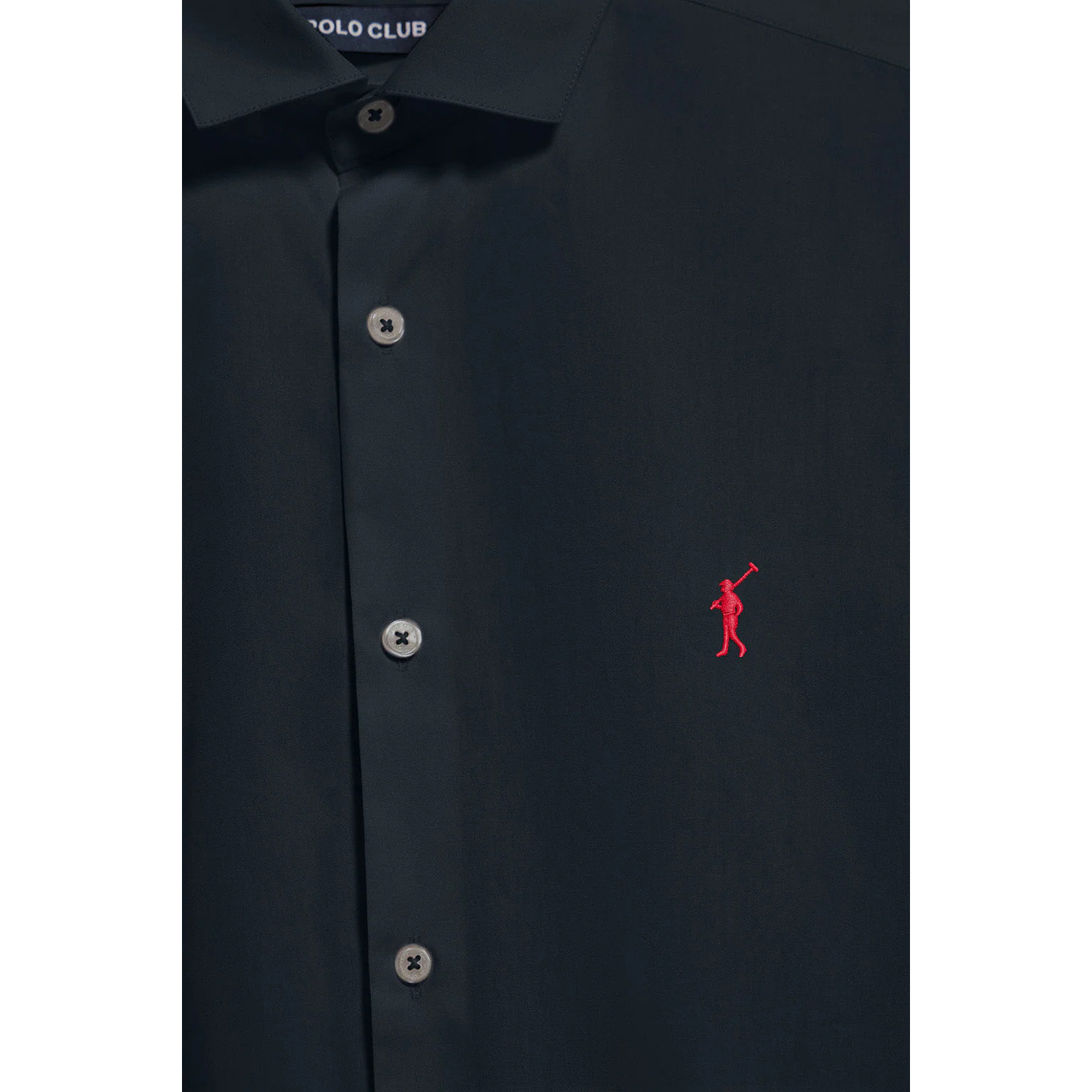 Camicia slim in popeline blu marino con logo Rigby Go ricamato