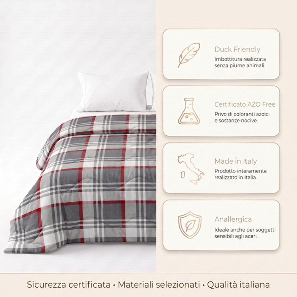 Trapunta Invernale in Microfibra Mano Pesca, Imbottitura 270 g/m², Anallergica, Duck Friendly, AZO FREE, Made in Italy con Fantasie Moderne