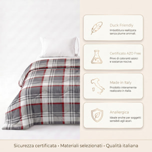 Trapunta Invernale in Microfibra Mano Pesca, Imbottitura 270 g/m², Anallergica, Duck Friendly, AZO FREE, Made in Italy con Fantasie Moderne