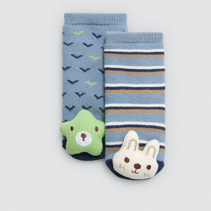 Calzini termici sensoriali per neonato con sonaglio blu