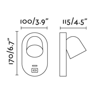 CORB Lampada da parete nera GU10+USB