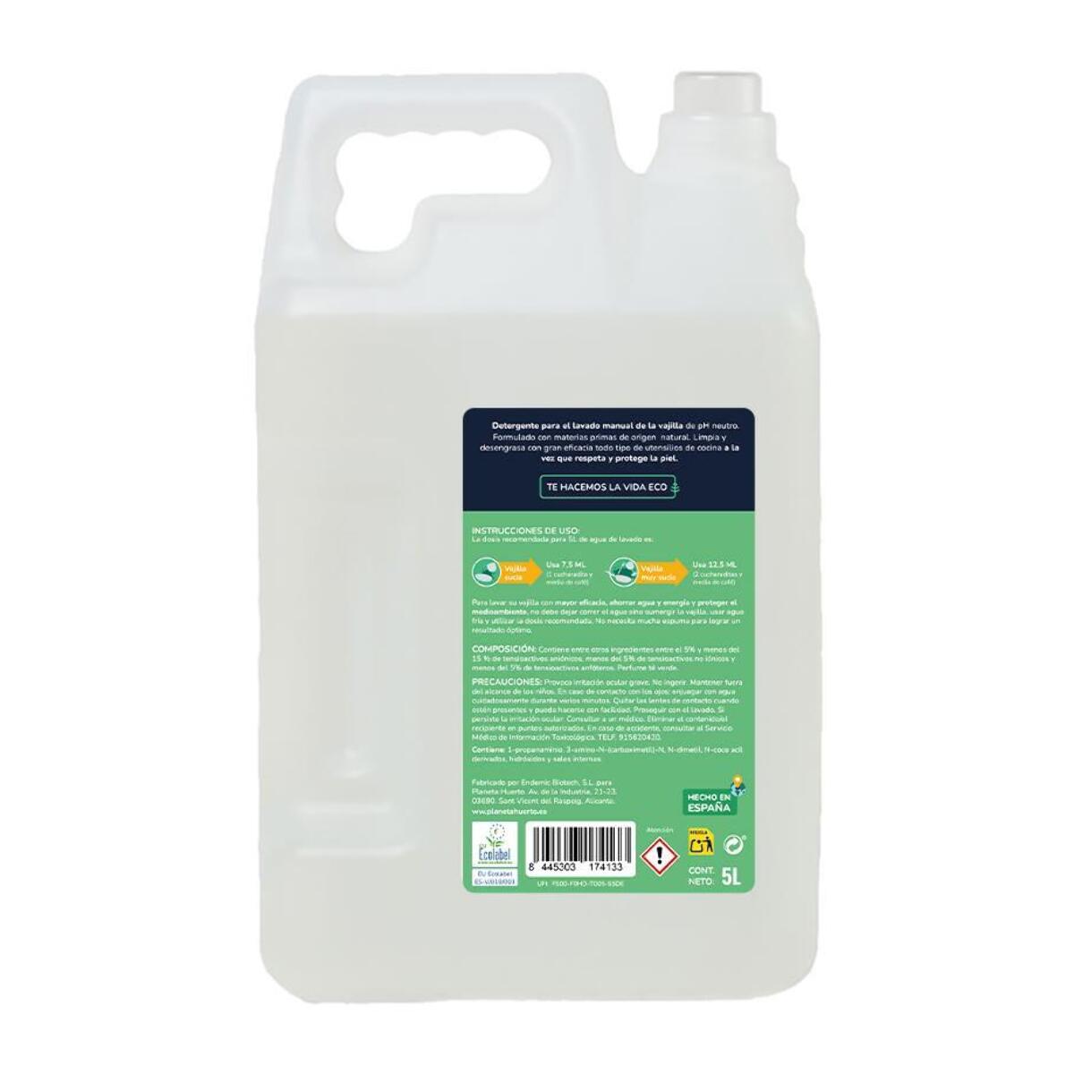 PLANETA HUERTO | Pack 3x Lavavajillas Manual Té Verde ECO 5 L | Detergente Ecológico Concentrado con Ingredientes Naturales