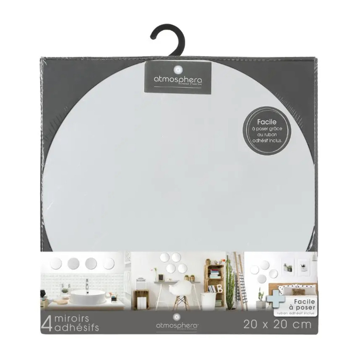 Lot de 4 Miroirs Ronds adhésifs D20cm