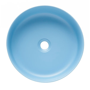 Vasque à poser ronde en céramique diamètre 39 cm - bleu mat - sans trop-plein - SAT Infinitio