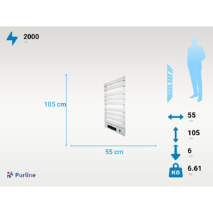 Toallero Eléctrico 1500W en aluminio blanco con display LED NTW-25 PURLINE