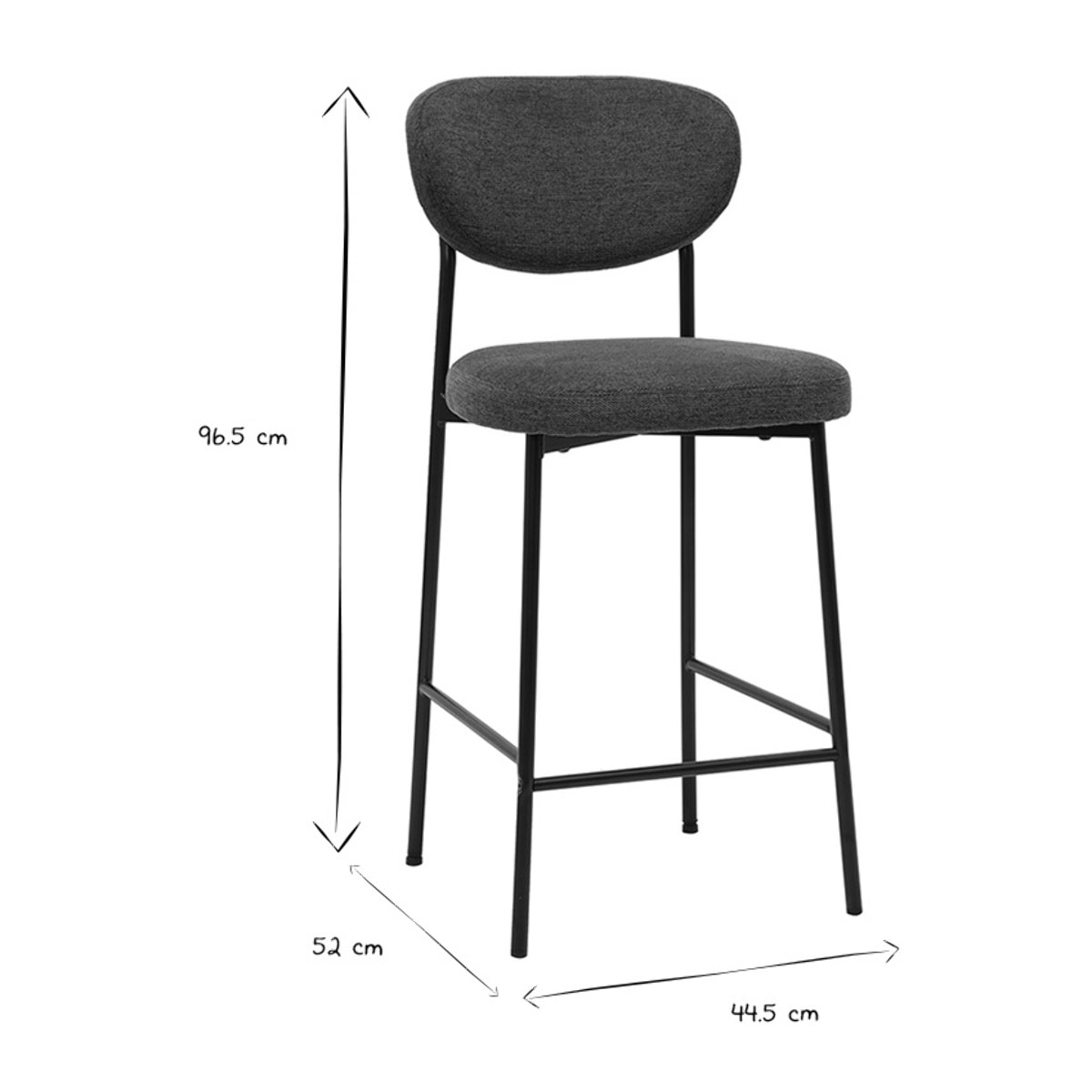 Tabourets de bar fixes en tissu effet velours texturé bleu foncé H65 cm (lot de 2) BREKA