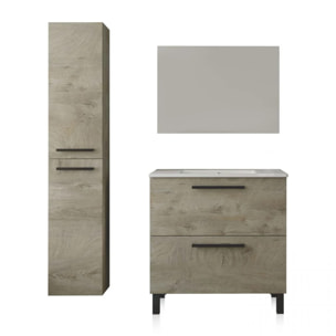 Pack de baño con lavabo cerámico y columna Sense Plus Roble Alaska