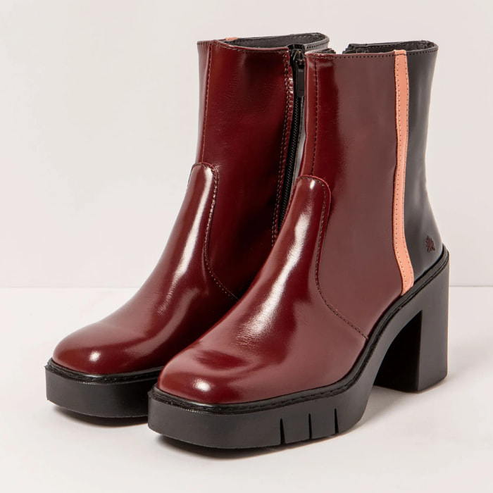 Botines con tacón 1974 NAPPA SHINNY BURDEOS-FLAMINGO/BERNA color Burdeos-flamingo