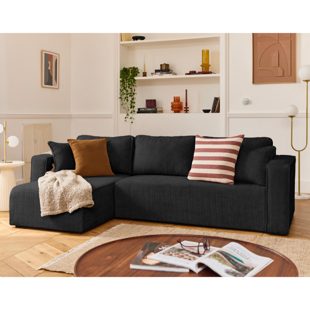 Housse en velours texturé pour canapé déhoussable Topaze - Gris Anthracite