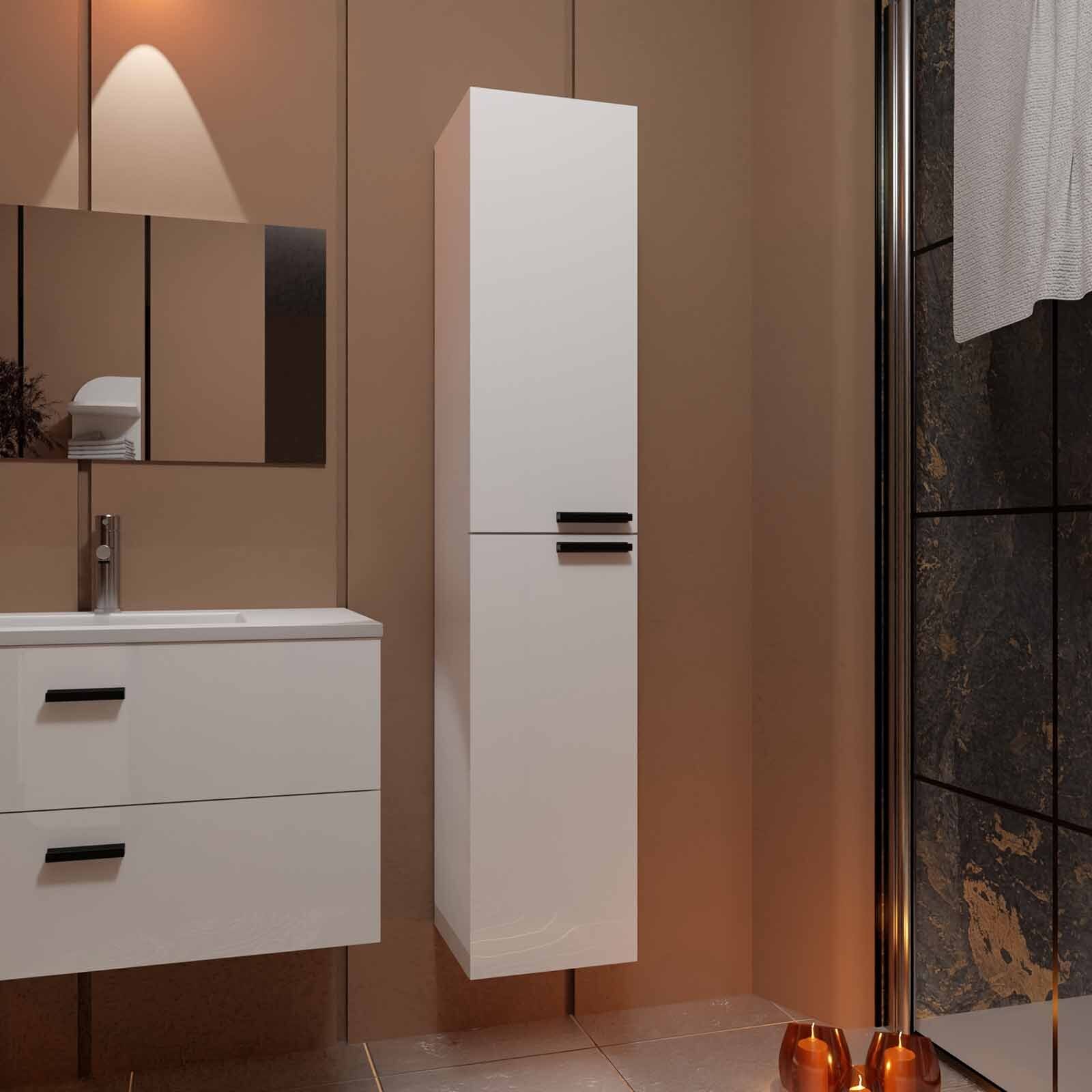 Colonne Blanche 30x30x150 cm - Bois MDF Blanc Brillant - BOX-IN
