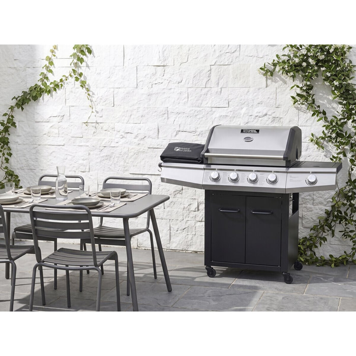 Barbecue gaz "Bingo 5" - 5 Brûleurs dont 1 latéral - 15.2kW + Housse protection - Noir