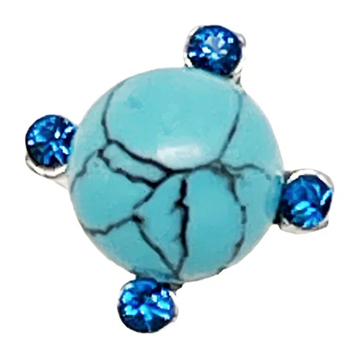 Anillo Earth plata 10µm turqeusa y Sw azul