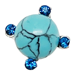 Anillo Earth plata 10µm turqeusa y Sw azul
