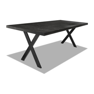 Tavolo da pranzo in legno e metallo con piedi a X neri - 220x100 cm