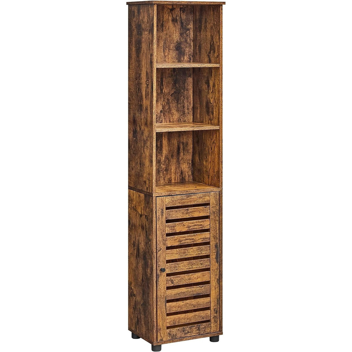 Colonna Bagno Loft in Legno Rustico con Ante a Persiana
