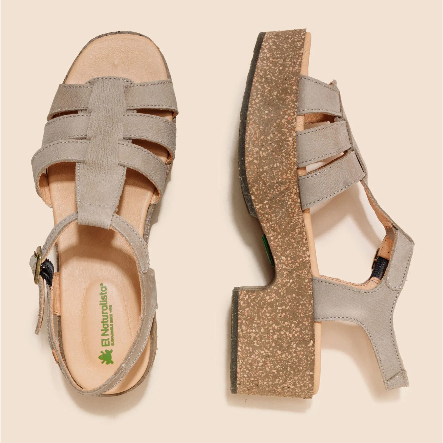 Sandalias con tacón N5890 PLEASANT PIEDRA /ARBEQUINA color Piedra