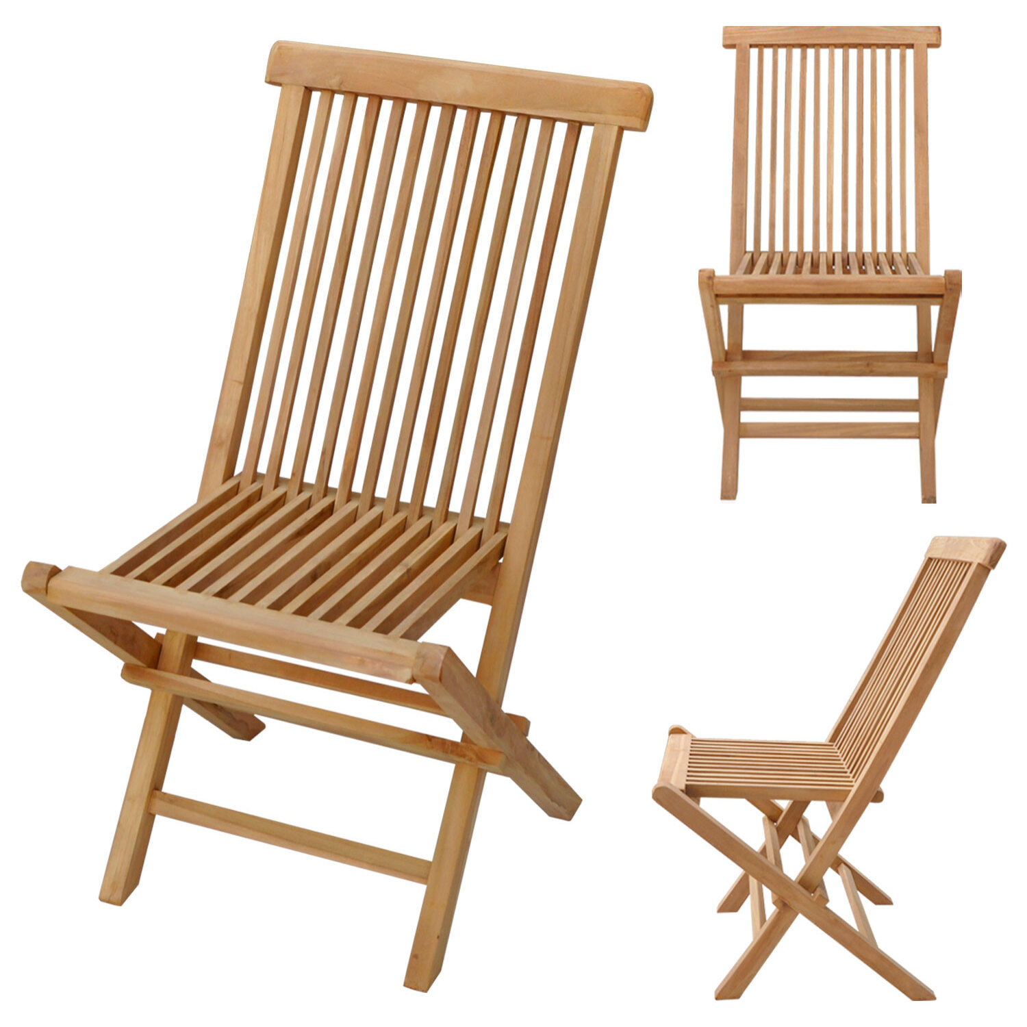 Salon de jardin en teck LOMBOK - table ronde extensible - 6 places