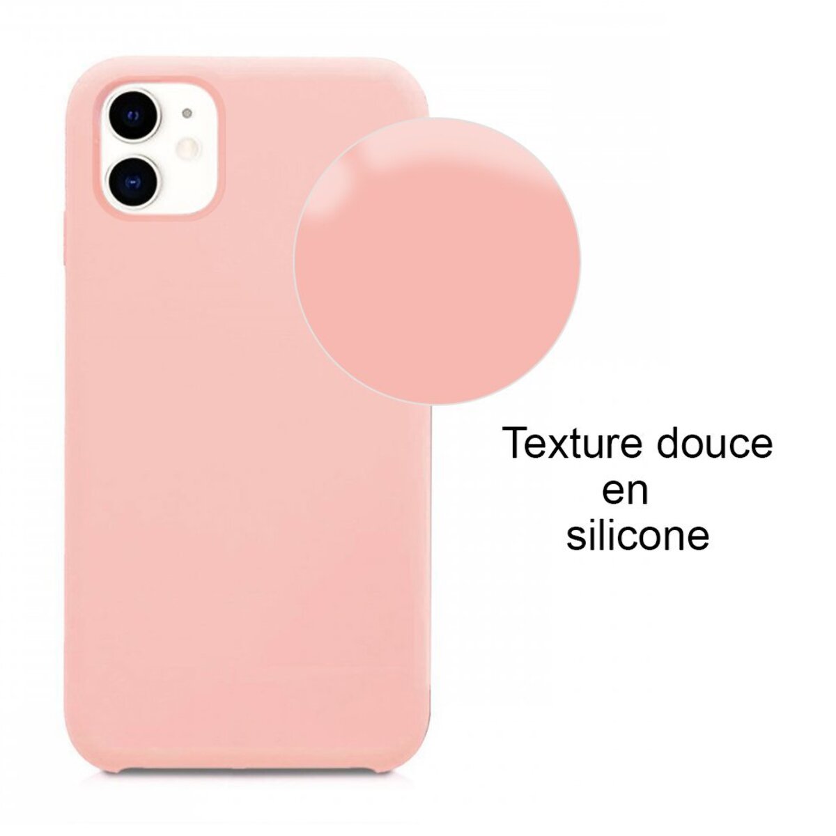 Coque iPhone 11 Silicone liquide Rose + 2 Vitres en Verre trempé Protection écran Antichocs