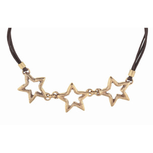 Collar marrón dorado triple estrella