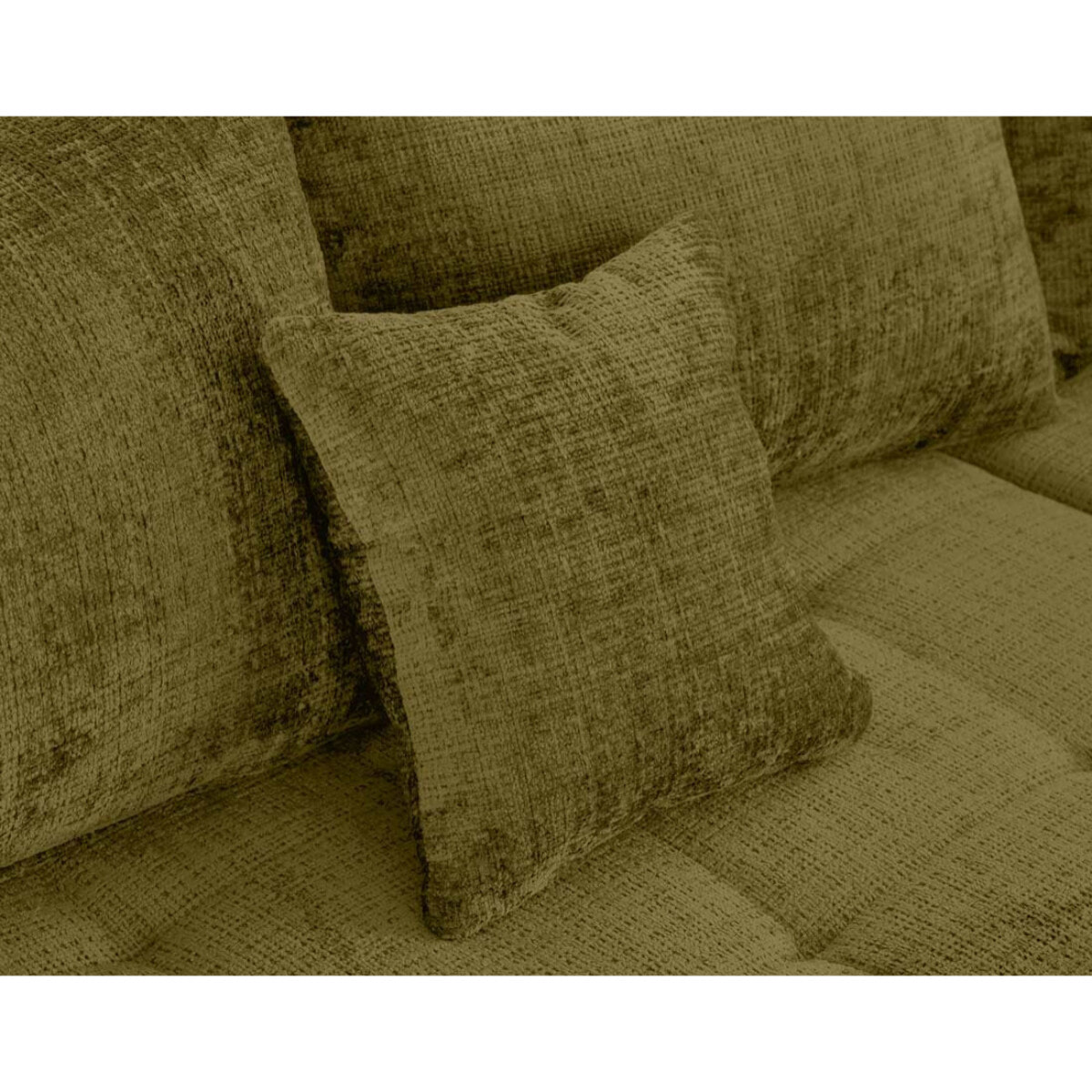 Rune - canapé panoramique d'angle droit 7 places en velours texturé - Vert Olive