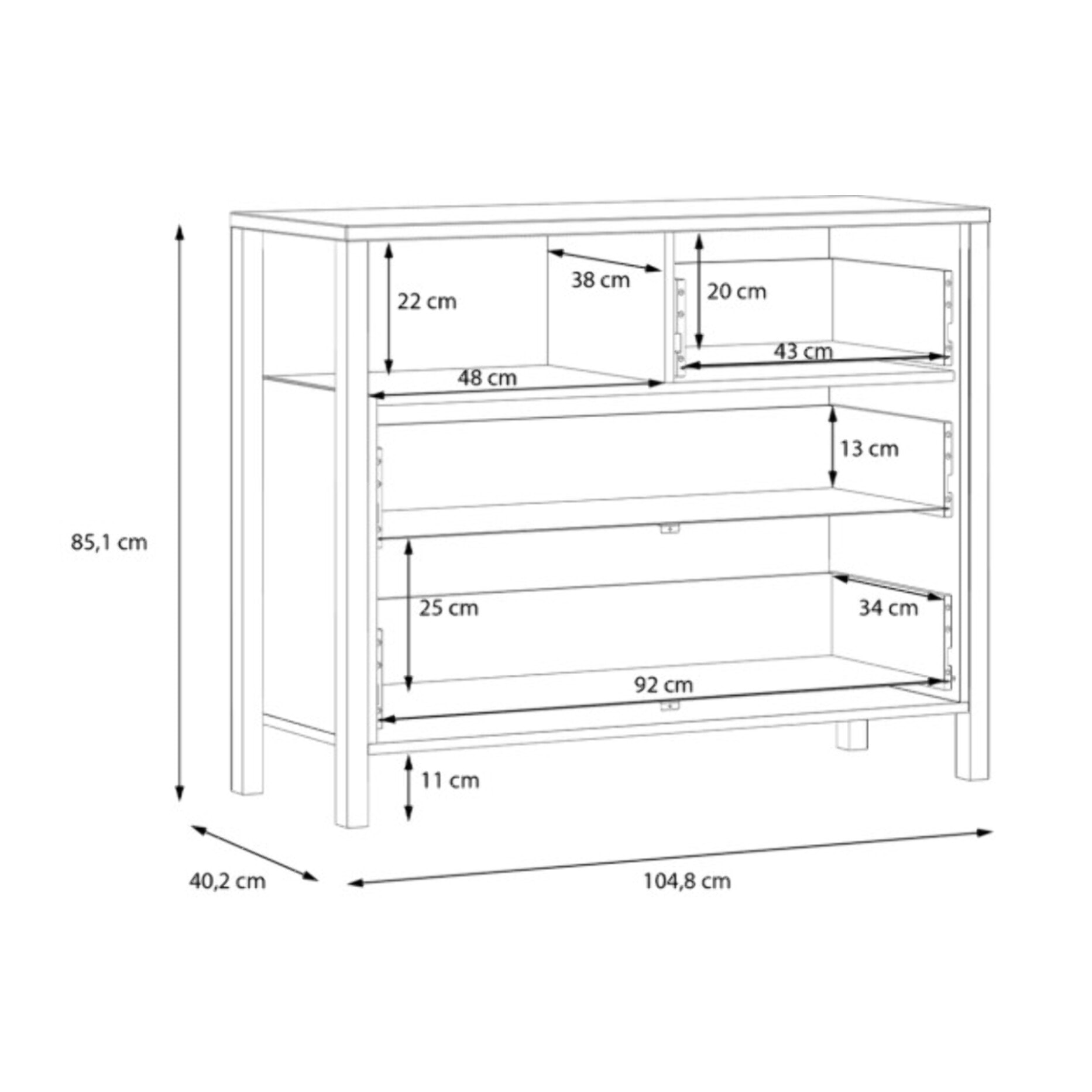 Commode bois effet chêne et noir 3 tiroirs - MIAMI