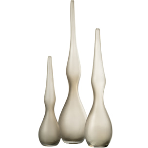 J-Line vase Yara Courbe Flute - verre - beige - 3 pièces - 64 cm de hauteur
