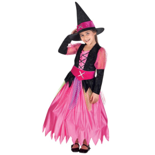 Costume Halloween Bambina Streghetta Rosa Pretty Witch Taglia 7-9 Anni