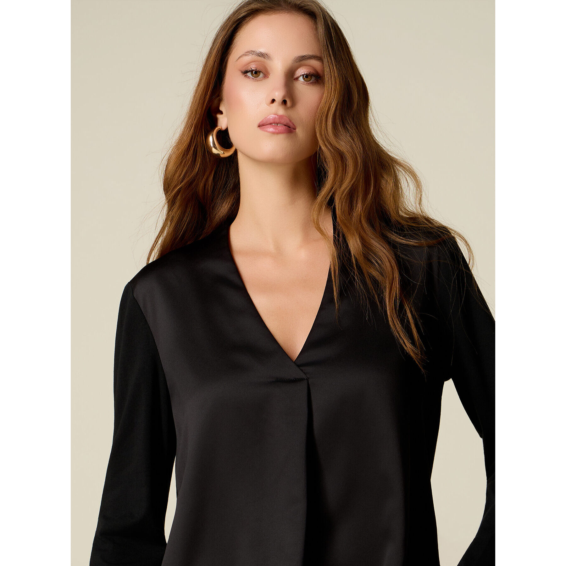 Oltre - T-shirt bimaterica maniche lunghe - Negro