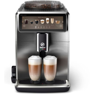 Expresso Broyeur SAECO SM8889 Cafetière à grain Xelsis Supréma en métal, connectée, avec carafe à lait