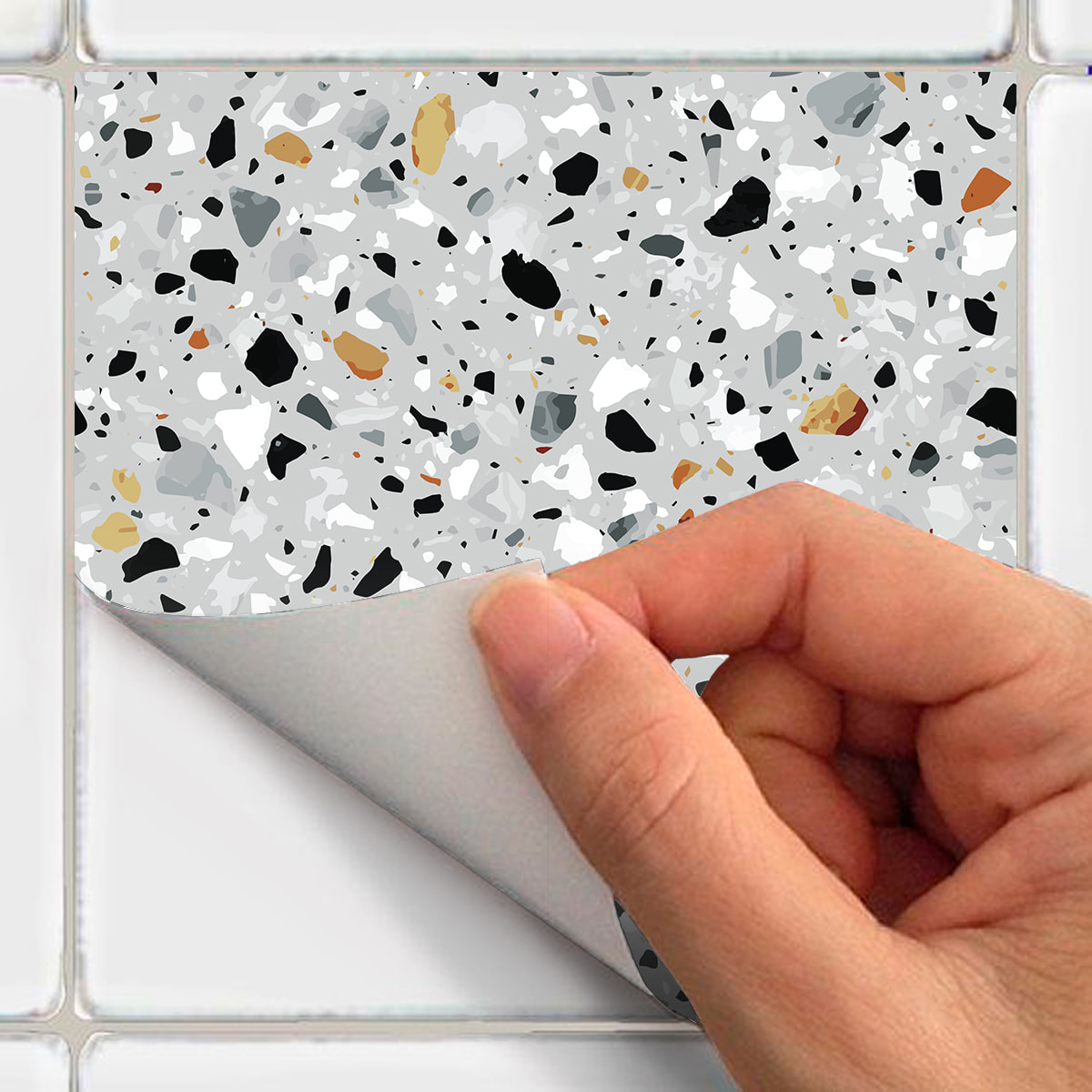 Stickers muraux - Sticker Mural Carrelage adhésif Cuisine Salle de Bain - 60 STICKERS CARRELAGES TERRAZZO CASTELSARDO