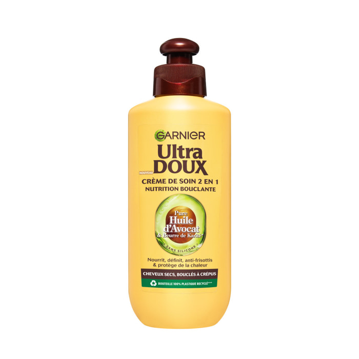 Lot de 6 - Garnier Ultra Doux Pure Huile d'Avocat & Beurre de Karité Crème de Soin 2-en-1 Nutrition Bouclante 200ml - Homme & Fe